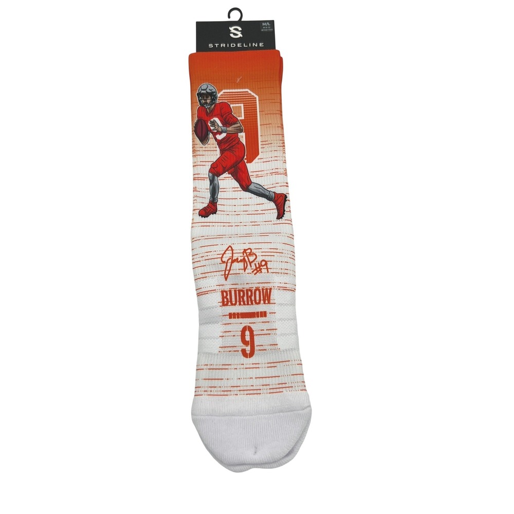 Strideline Joe Burrow Cincinnati Bengals NFL Crew Socks Mens M/L NEW